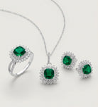 Imperial Emerald Crown Full Set in 925 Silver High Quality Simulated Diamonds and Crafted Emerald Stones - 3 Items - Ash & Harry