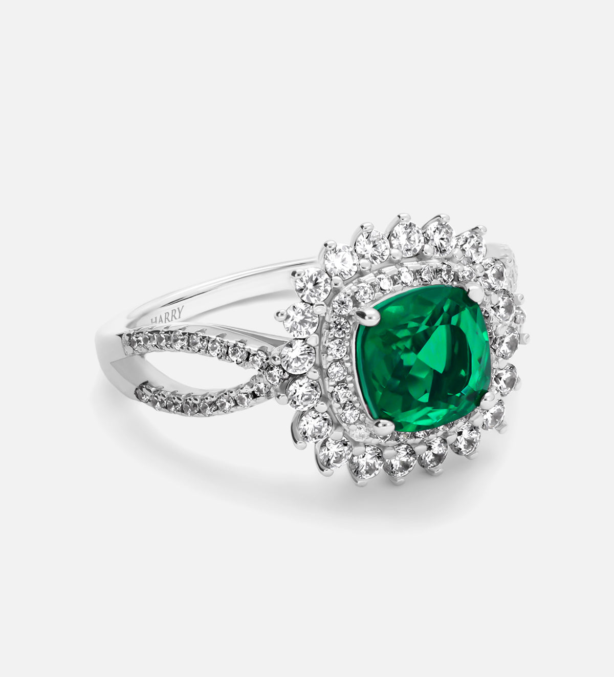 Imperial Emerald Crown Ring in 925 Silver High Quality Simulated Diamonds and Crafted Emerald Stone - Ash & Harry