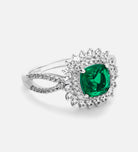 Imperial Emerald Crown Ring in 925 Silver High Quality Simulated Diamonds and Crafted Emerald Stone - Ash & Harry