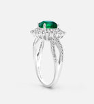 Imperial Emerald Crown Ring in 925 Silver High Quality Simulated Diamonds and Crafted Emerald Stone - Ash & Harry