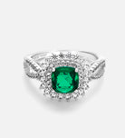 Imperial Emerald Crown Ring in 925 Silver High Quality Simulated Diamonds and Crafted Emerald Stone - Ash & Harry