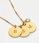 Initial Disc Necklace With .2CT Heart Shaped Lab Diamond in 18K Gold Plating on 925 Silver - Ash & Harry