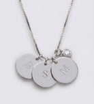 Initial Disc Necklace With .2CT Heart Shaped Lab Diamond in Rhodium Plating on 925 Silver - Ash & Harry