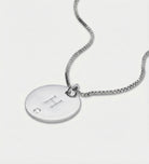 Initial Disc Necklace With Lab Diamond in Rhodium Plating on 925 Silver - Ash & Harry
