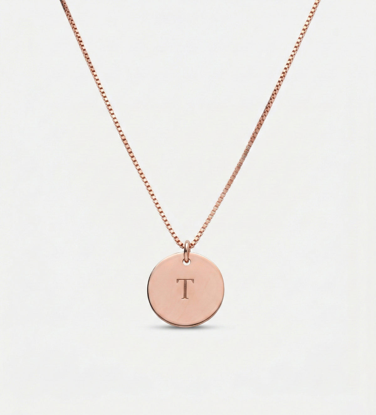 Initial Disc Necklace in 18K Rose Gold Plating on 925 Silver - Ash & Harry