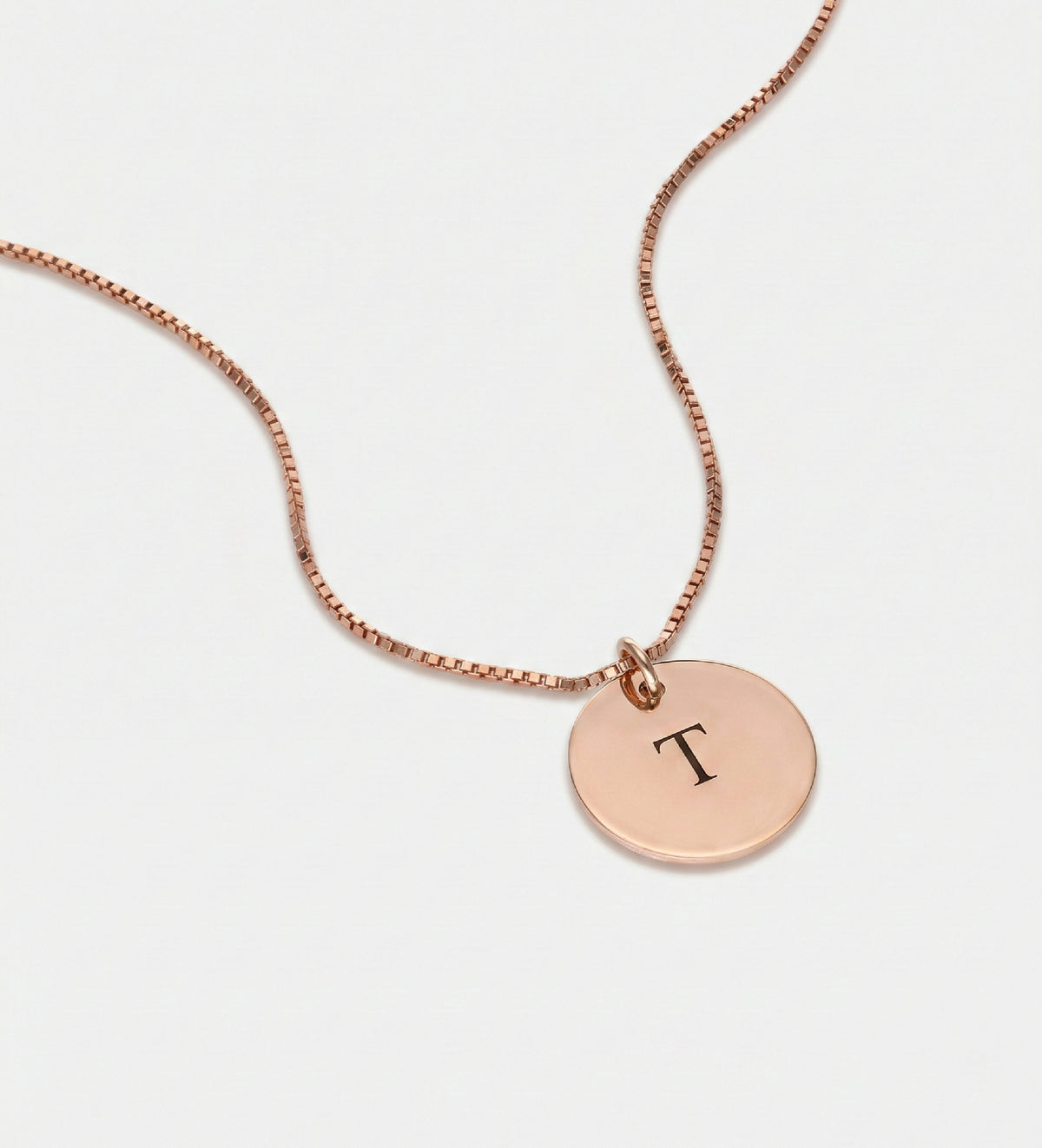 Initial Disc Necklace in 18K Rose Gold Plating on 925 Silver - Ash & Harry