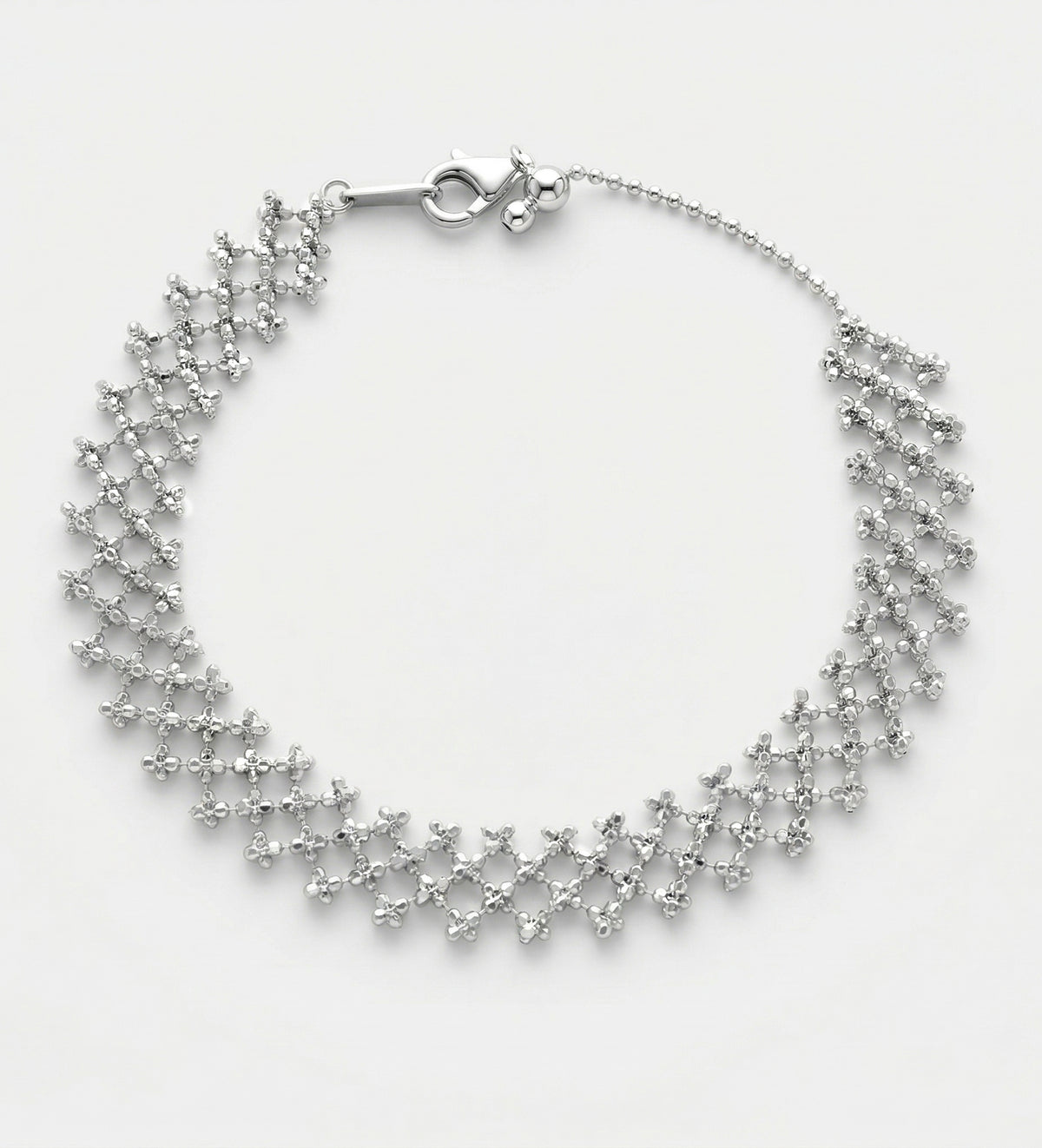 Italian Mesh Chain Bracelet in Rhodium Plating on 925 Silver - Ash & Harry