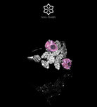 Jouri Royal Pink and White Bridal Full Set with Brilliant - Cut Simulated Diamonds, Rhodium Plated - Ash & Harry