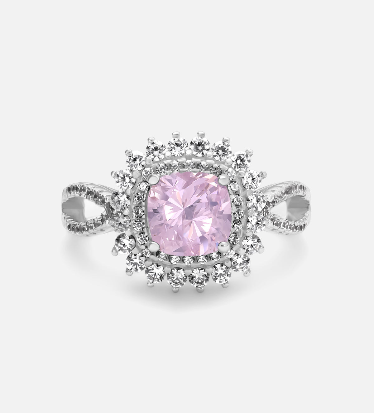La Rosélle Crown Ring in 925 Silver with High Quality Simulated White and Pink Diamonds - Ash & Harry