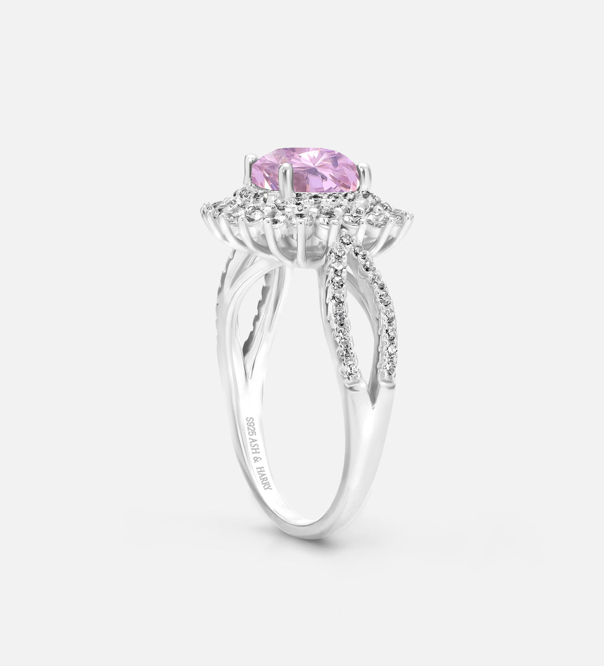 La Rosélle Crown Ring in 925 Silver with High Quality Simulated White and Pink Diamonds - Ash & Harry