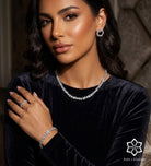 Laleh White Luxury Bridal Full Set with High Quality Simulated Stones Rhodium Plated - Ash & Harry