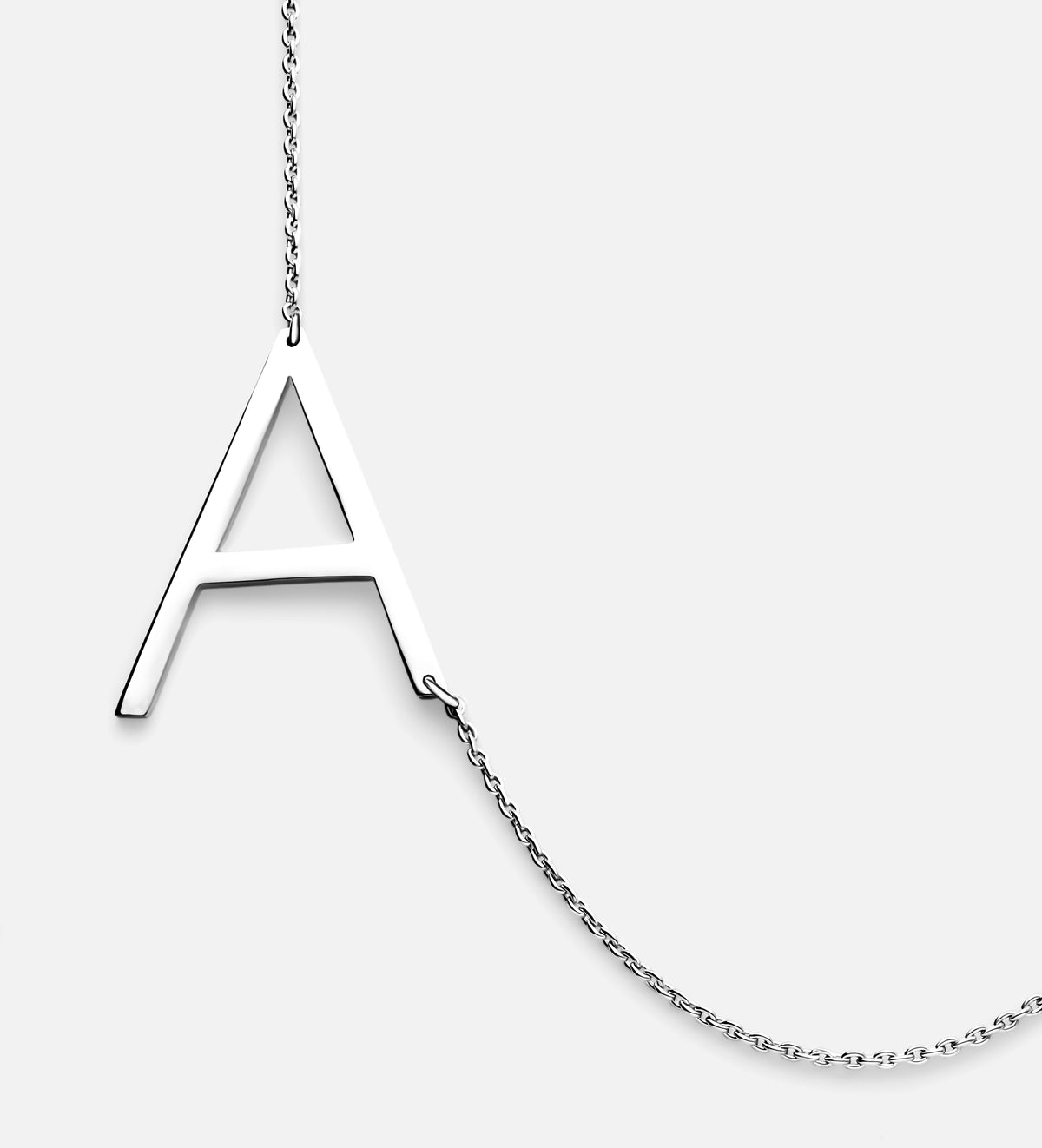 Large Initial Necklace With Lab Diamond in Rhodium Plating on 925 Silver - Ash & Harry