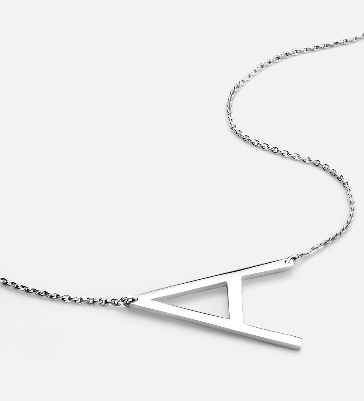 Large Initial Necklace With Lab Diamond in Rhodium Plating on 925 Silver - Ash & Harry