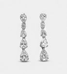 Linear Pear Drop Earrings with High Quality Simulated Diamonds In 925 Silver - Ash & Harry