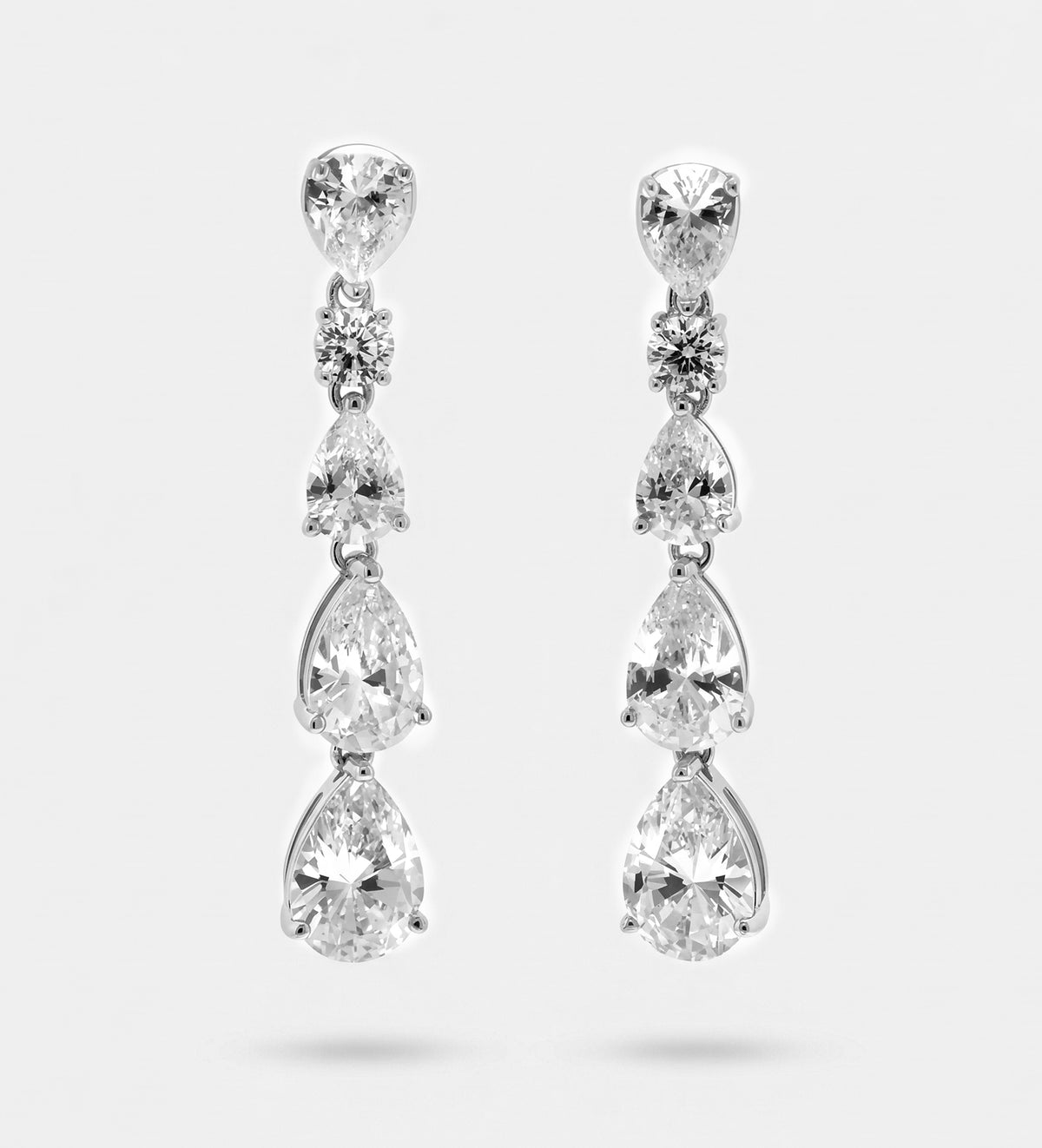 Linear Pear Drop Earrings with High Quality Simulated Diamonds In 925 Silver - Ash & Harry