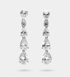 Linear Pear Drop Earrings with High Quality Simulated Diamonds In 925 Silver - Ash & Harry