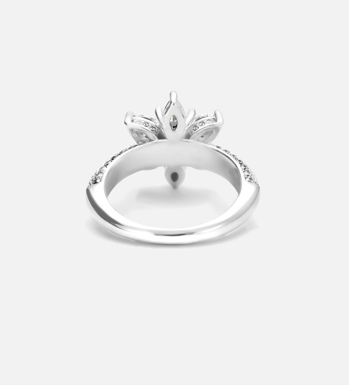 Lotus Cluster Ring in High Quality Certified Lab Crafted Stones In 925 Silver - Ash & Harry