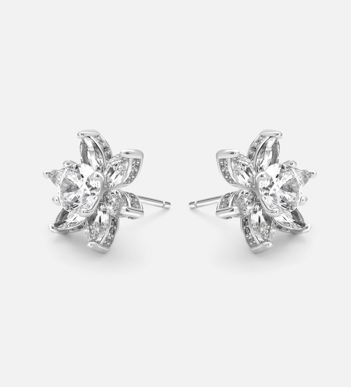 Lotus Cluster Studs in High Quality Certified Lab Crafted Stones In 925 Silver - Ash & Harry