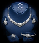 Lujain Signature White Bridal Full Set with High - Quality Simulated Diamonds in Rhodium Plated Finish - Ash & Harry