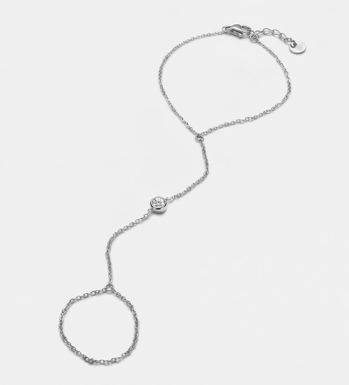 Lumi Dot Hand Chain in Silver With High Quality Simulated Diamonds - Ash & Harry