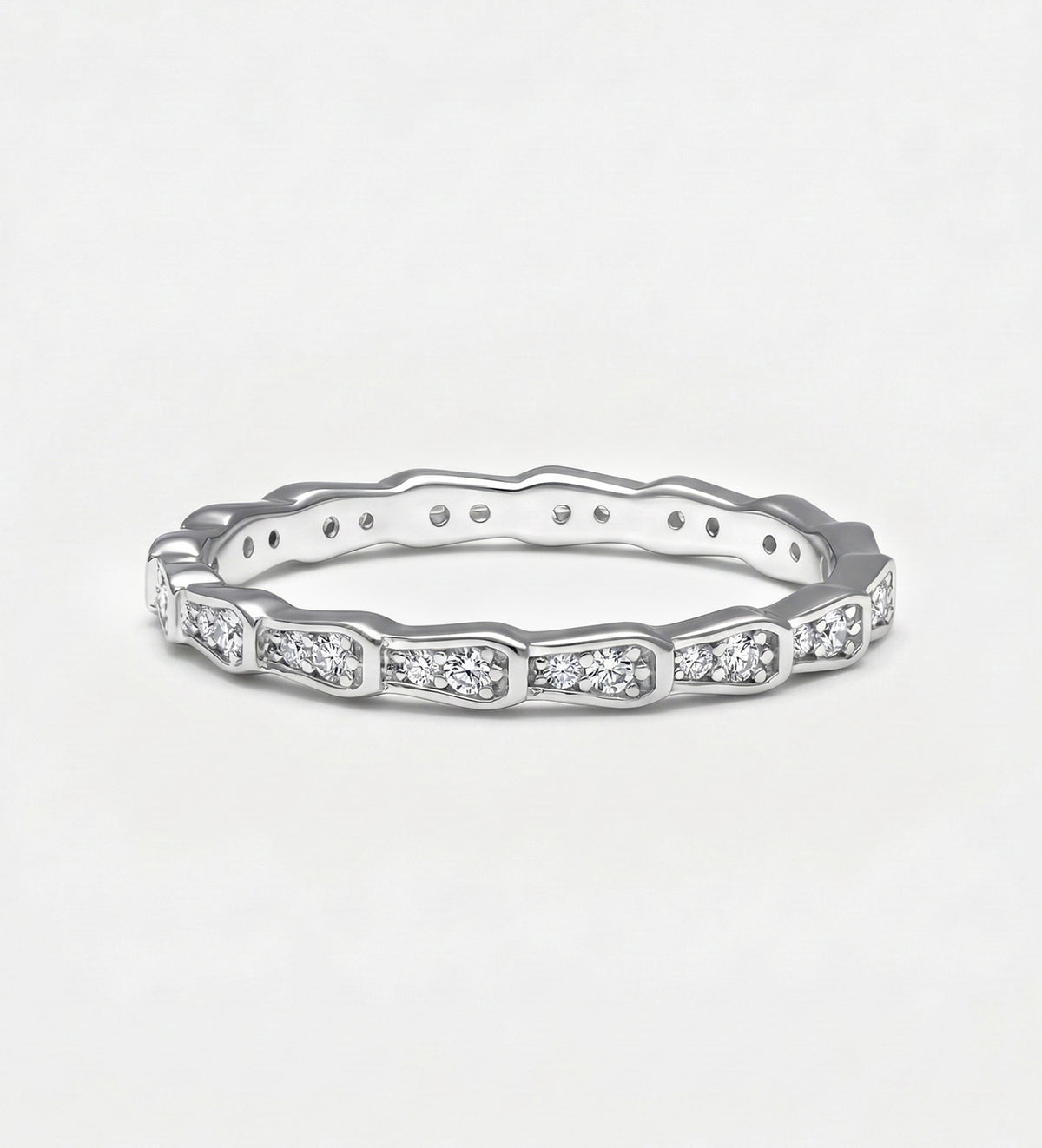 Luminous Stack Ring in 92.5 Silver with High - Quality Simulated Diamonds - Ash & Harry