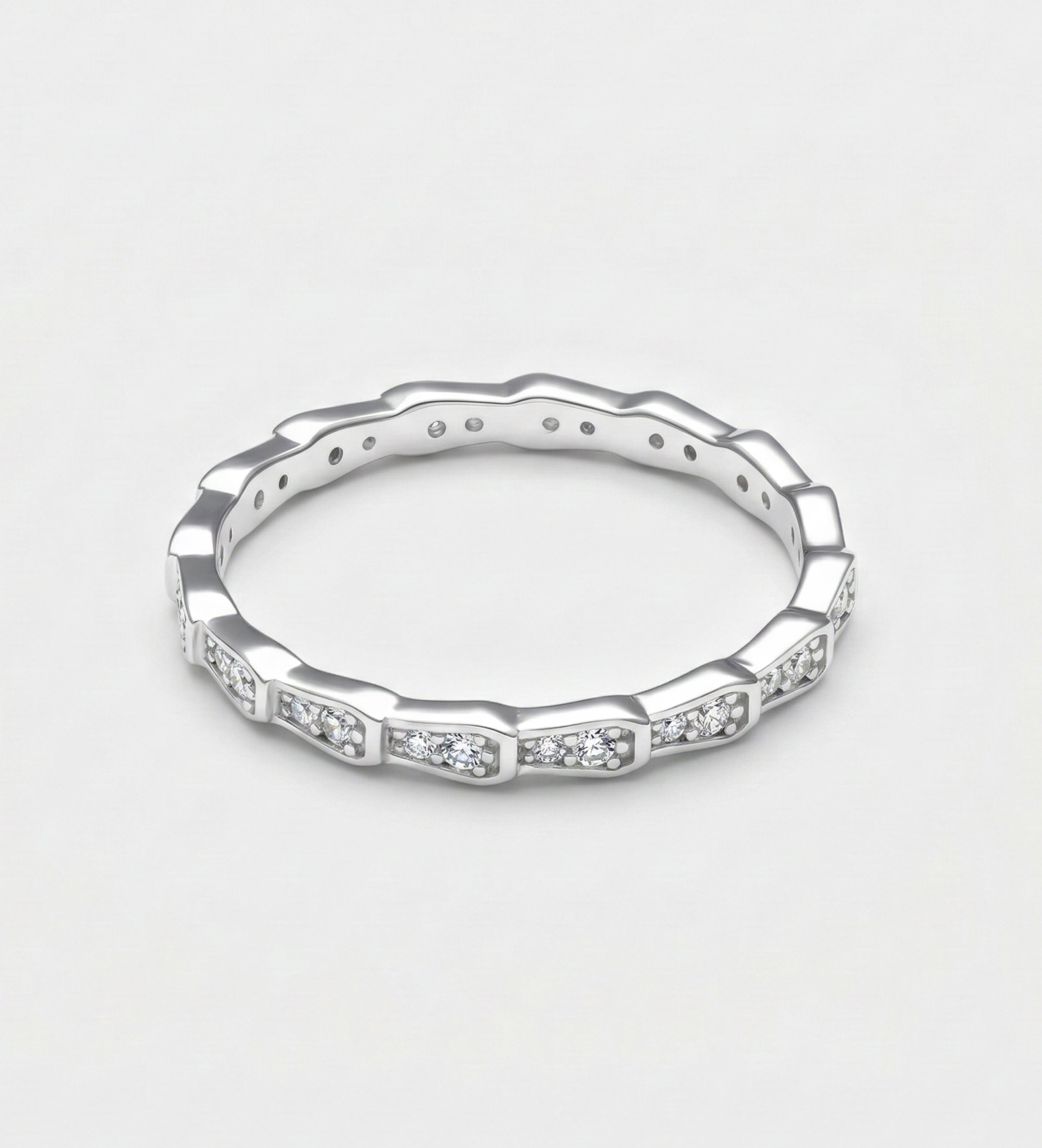 Luminous Stack Ring in 92.5 Silver with High - Quality Simulated Diamonds - Ash & Harry