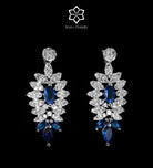 Mahra Royal Blue and White Bridal Full Set with Hand - Set Simulated Sapphires and Diamonds in Rhodium Plated Finish - Ash & Harry