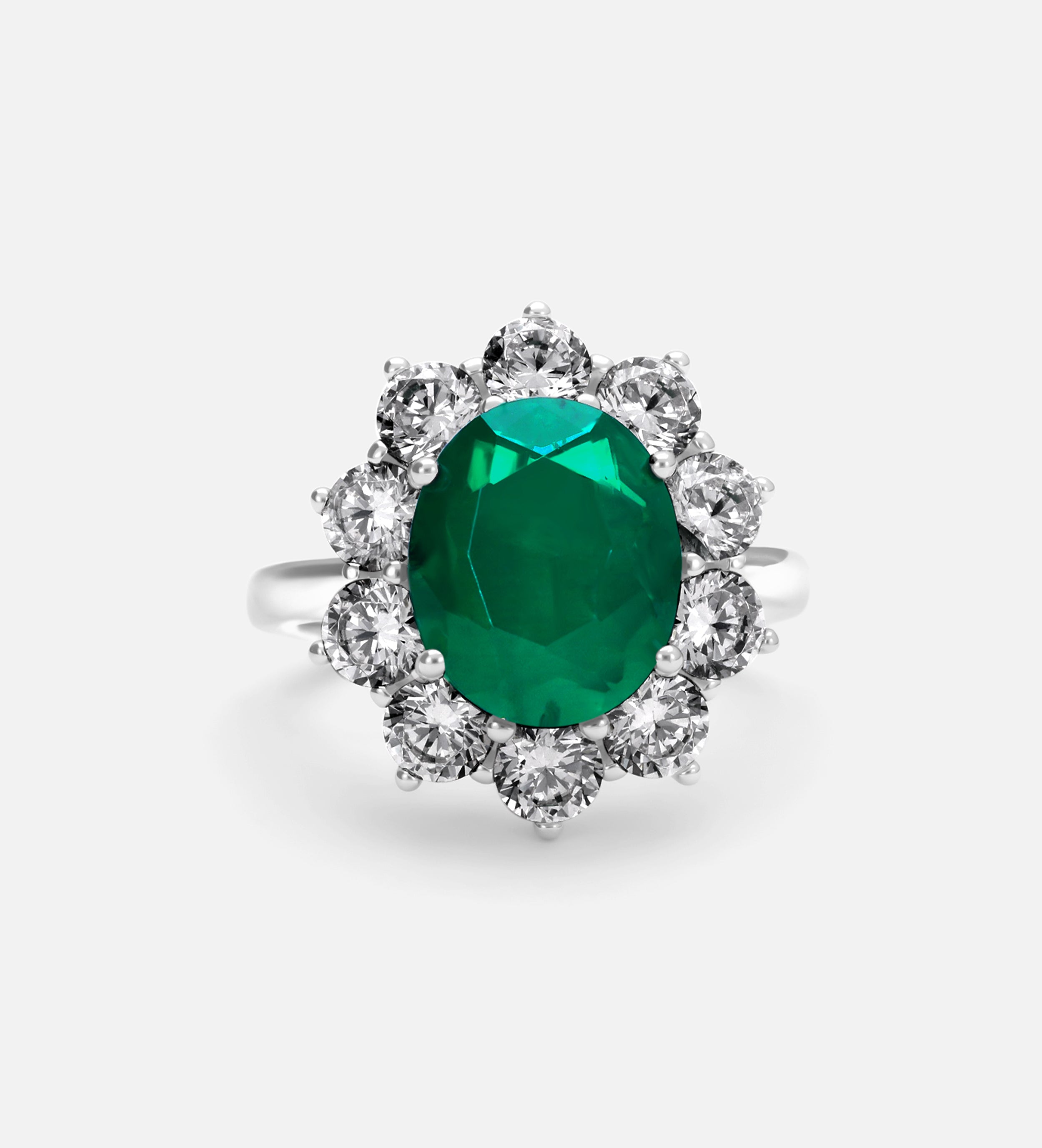 Majestic Emerald Ring in 925 Silver High Quality Simulated Diamonds and Emerald Stone - Ash & Harry