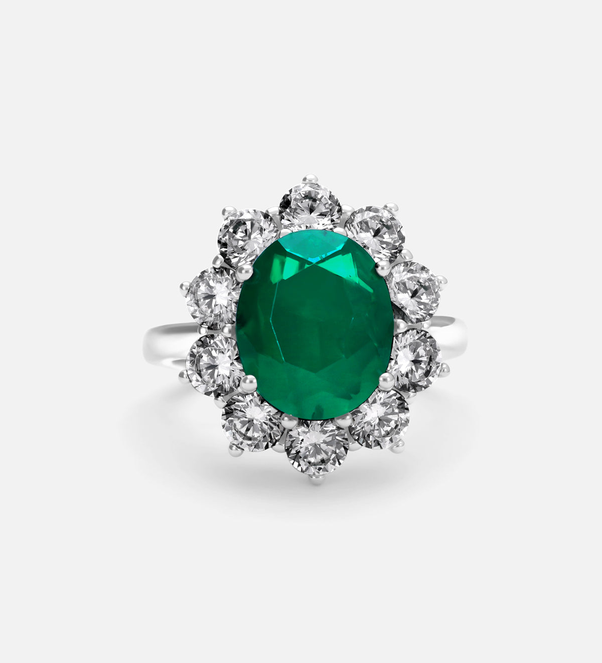 Majestic Emerald Ring in 925 Silver High Quality Simulated Diamonds and Emerald Stone - Ash & Harry