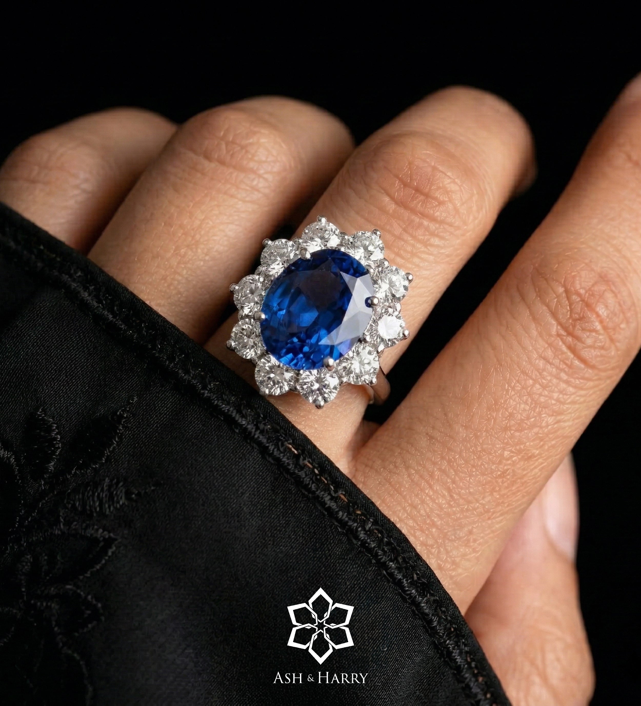 Majestic Sapphire Ring in 925 Silver High Quality Simulated Diamonds and Sapphire Stone - Ash & Harry