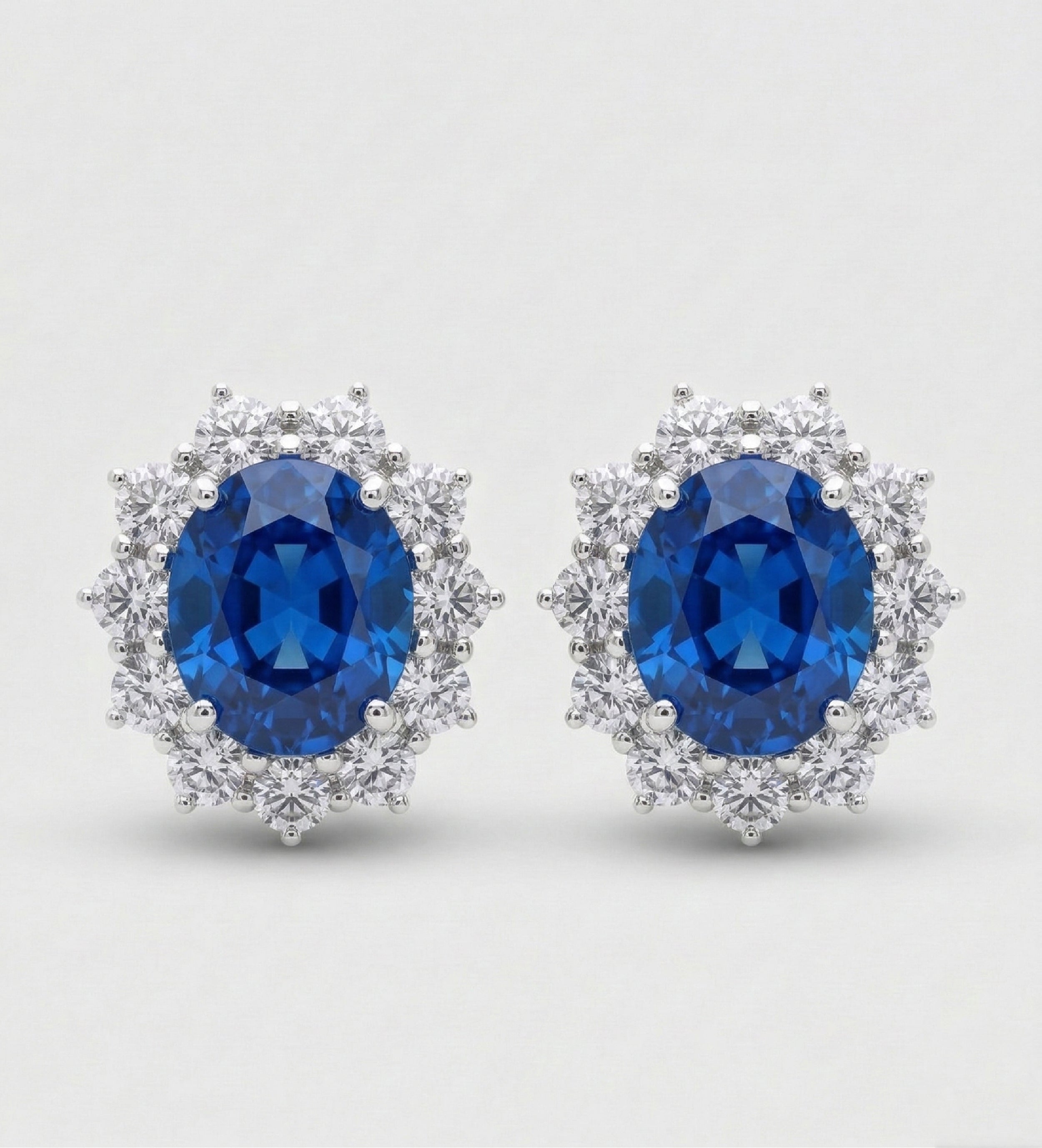 Majestic Sapphire Studs in 925 Silver High Quality Simulated Diamonds and Sapphire Stones - Ash & Harry