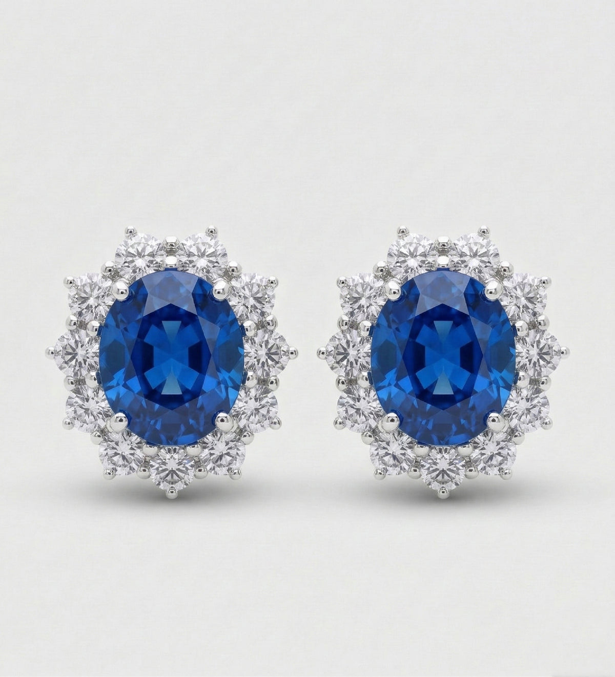 Majestic Sapphire Studs in 925 Silver High Quality Simulated Diamonds and Sapphire Stones - Ash & Harry
