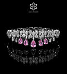 Tuscany Royal Pink Bridal Full Set with Hand - Set Simulated Diamonds, Rhodium Plated - Ash & Harry