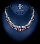 Tuscany Royal Pink Bridal Full Set with Hand - Set Simulated Diamonds, Rhodium Plated - Ash & Harry