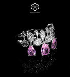Tuscany Royal Pink Bridal Full Set with Hand - Set Simulated Diamonds, Rhodium Plated - Ash & Harry