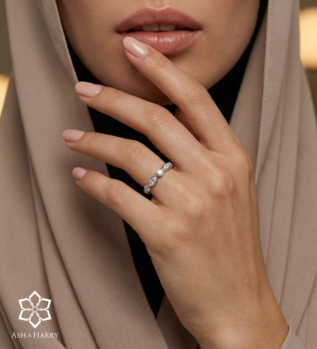 Marquise Link Ring 925 Silver in High Quality Simulated Diamonds - Ash & Harry