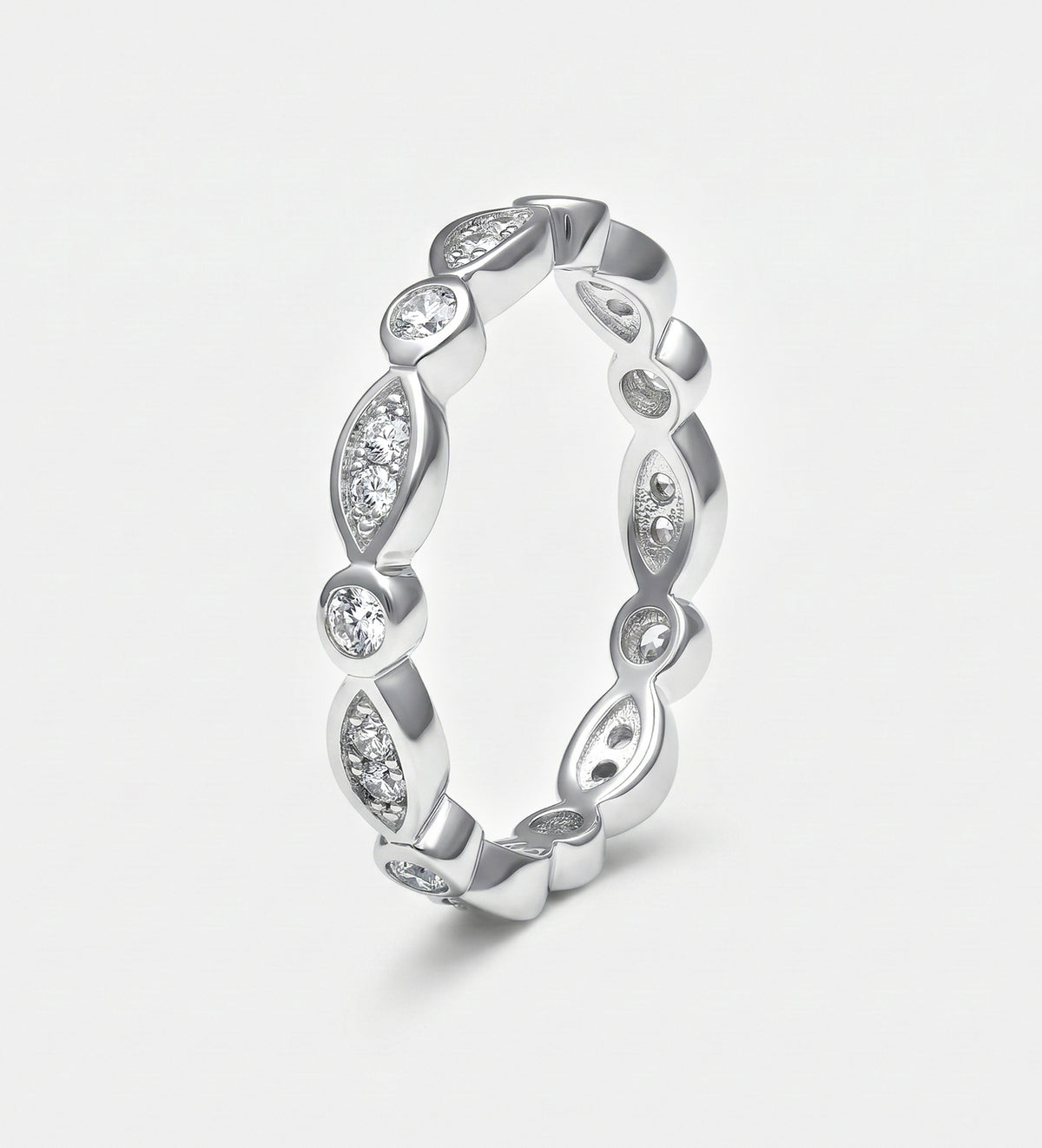 Marquise Link Ring 925 Silver in High Quality Simulated Diamonds - Ash & Harry