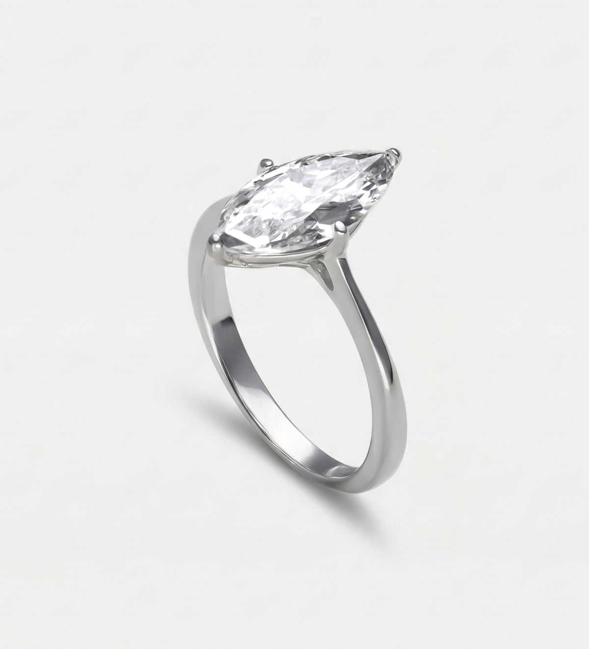 Marquise Solitaire Ring in 925 Silver with High - Quality White Simulated Diamond - Ash & Harry