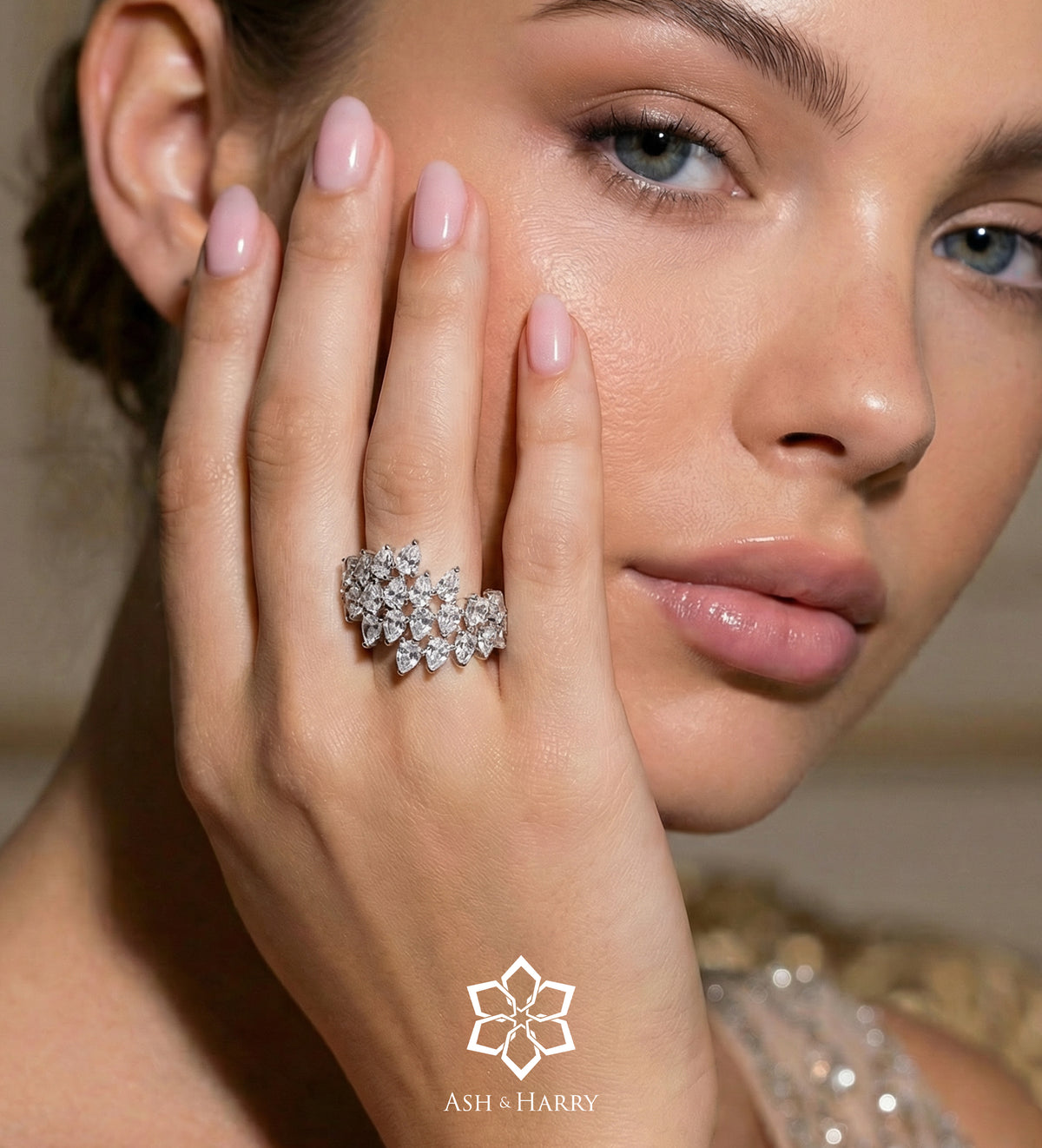 Marquise Bloom Ring In 925 Silver High Quality Simulated Diamonds - Ash & Harry