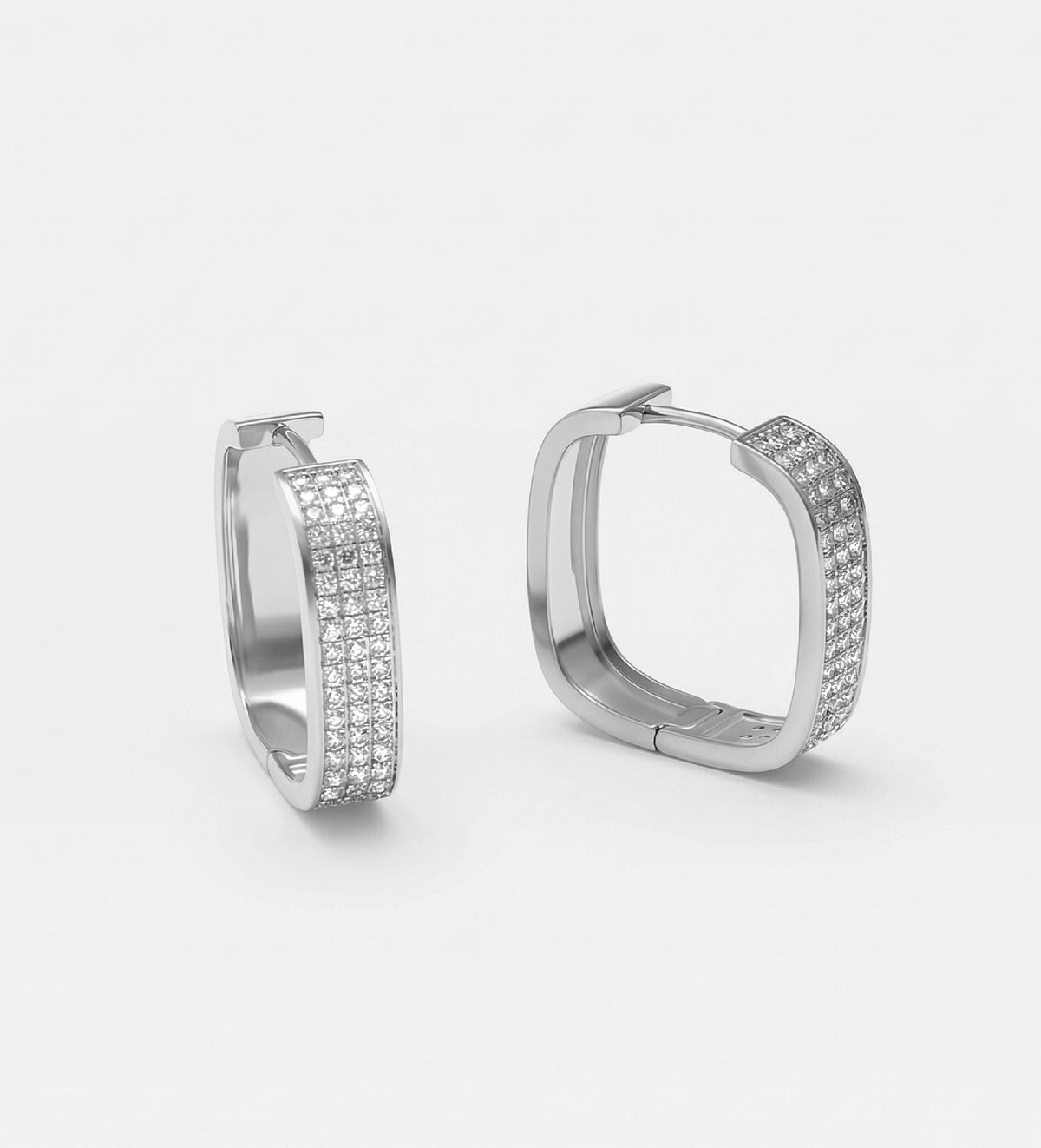 Micro Pavé Square Hoops With High Quality Simulated Diamonds - Ash & Harry