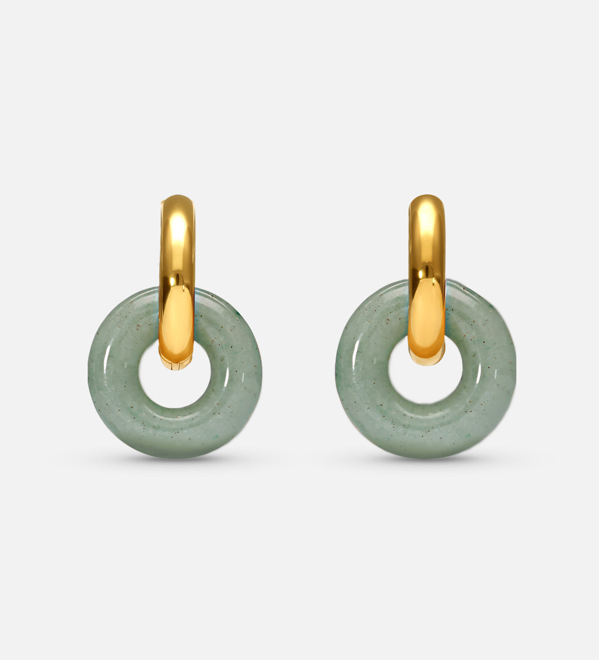 Mint Green Natural Stone Hoop Earrings