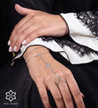 Najma Hand Chain in Silver With High Quality Simulated Diamonds - Ash & Harry