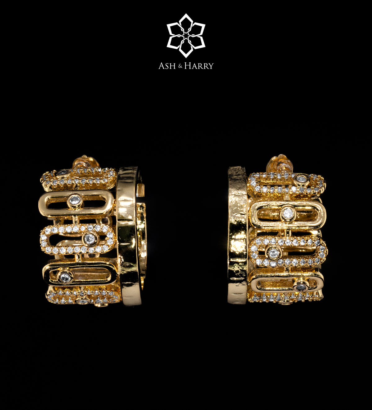 Nefra Gilded Collar Set in High Quality Simulated Diamonds Rhodium Plated - Ash & Harry