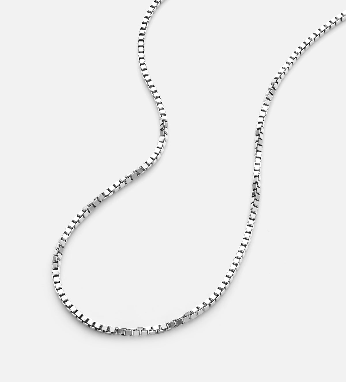 Box Chain Necklace in Rhodium Plating on 925 Silver - Ash & Harry