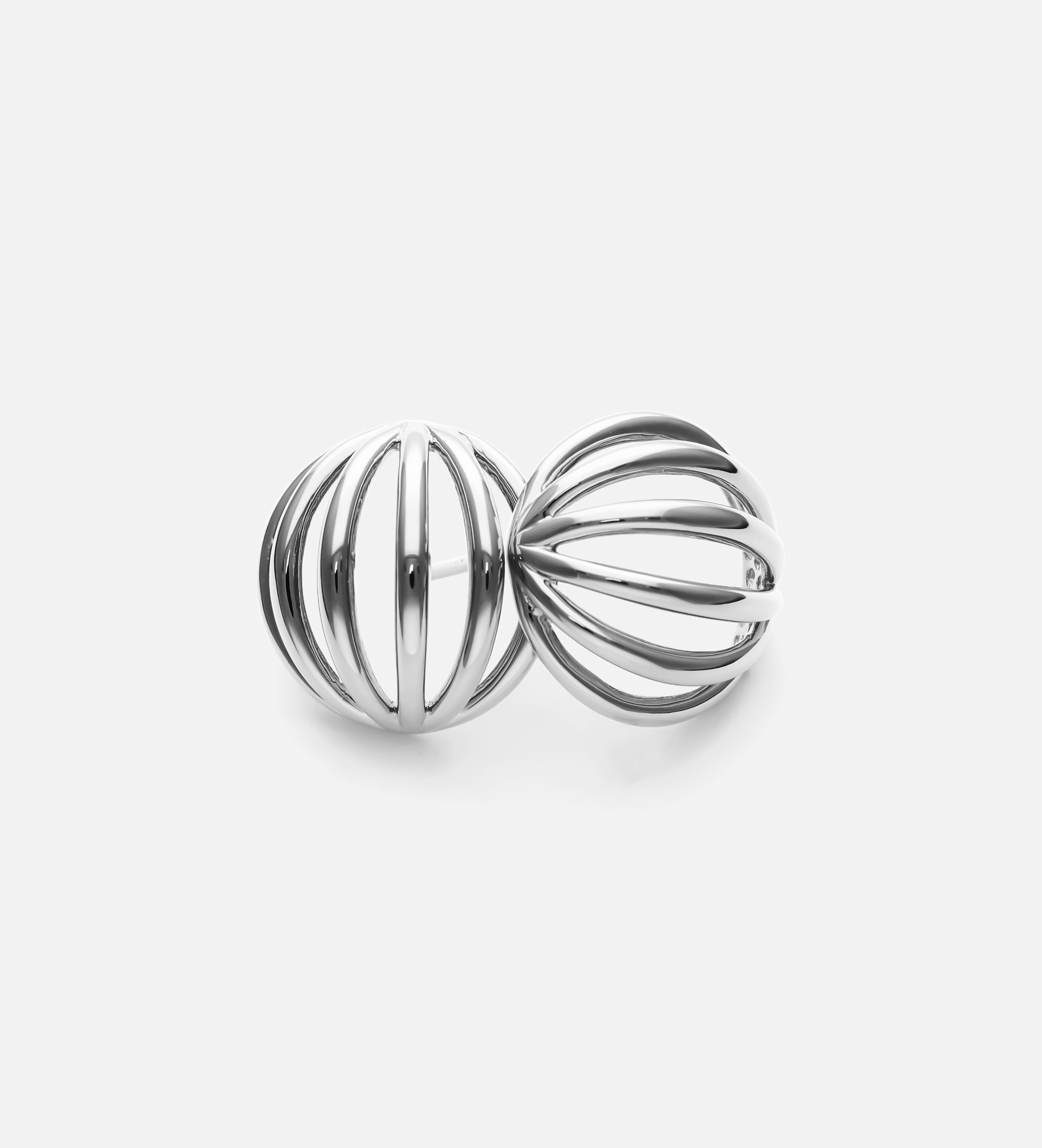 Caged Stud Earrings in Silver
