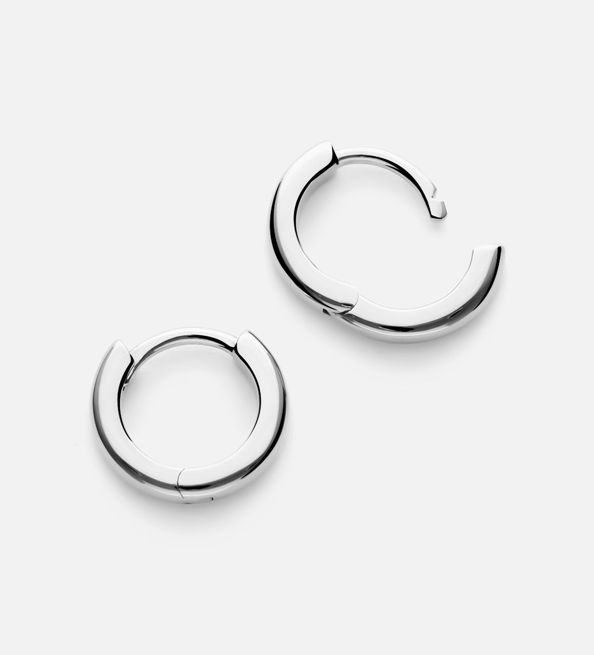 Classic Huggie Hoops in Rhodium Plating on 925 Silver - Ash & Harry