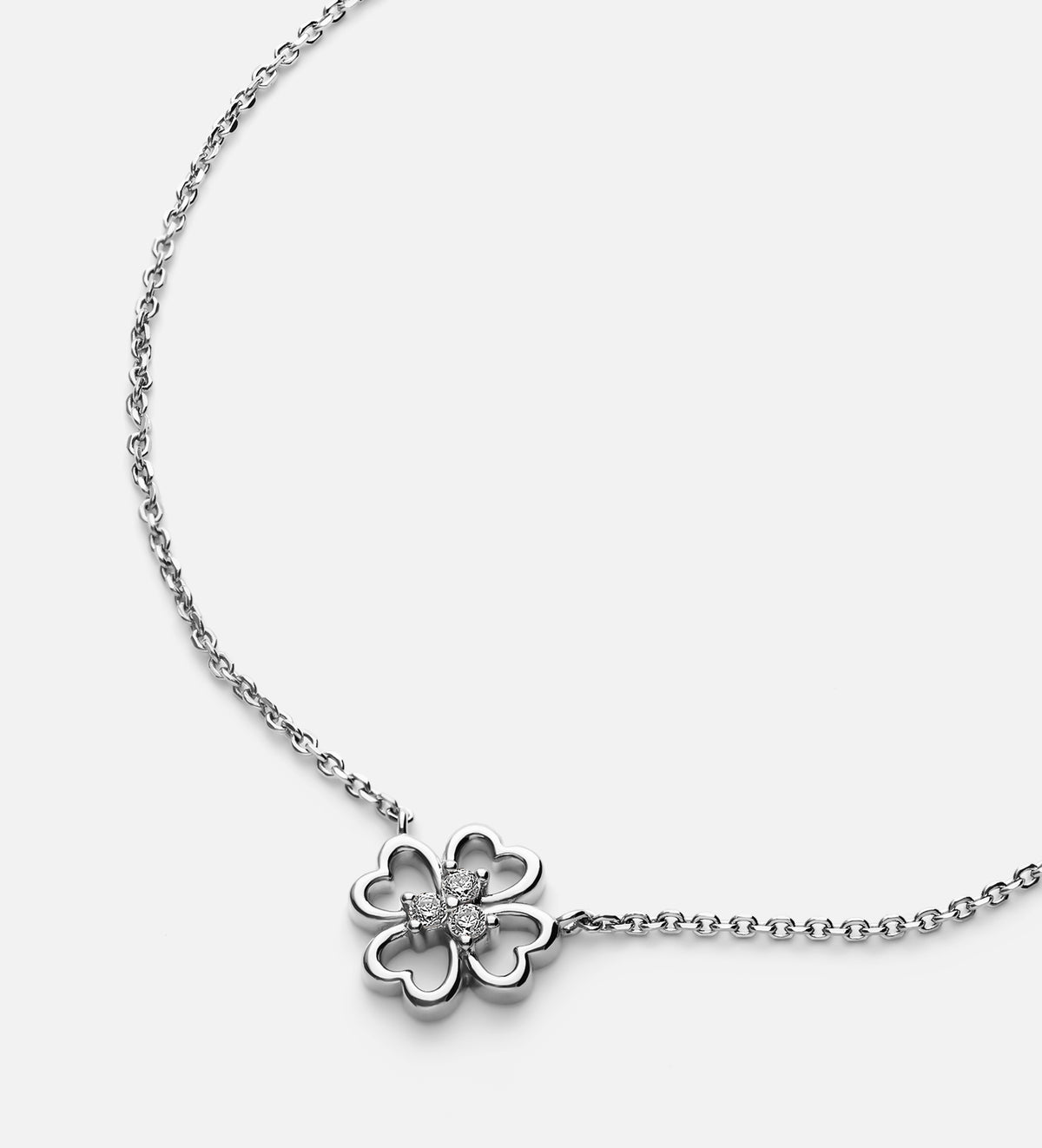 Lucky Clover Necklace in Rhodium Plating on 925 Silver - Ash & Harry