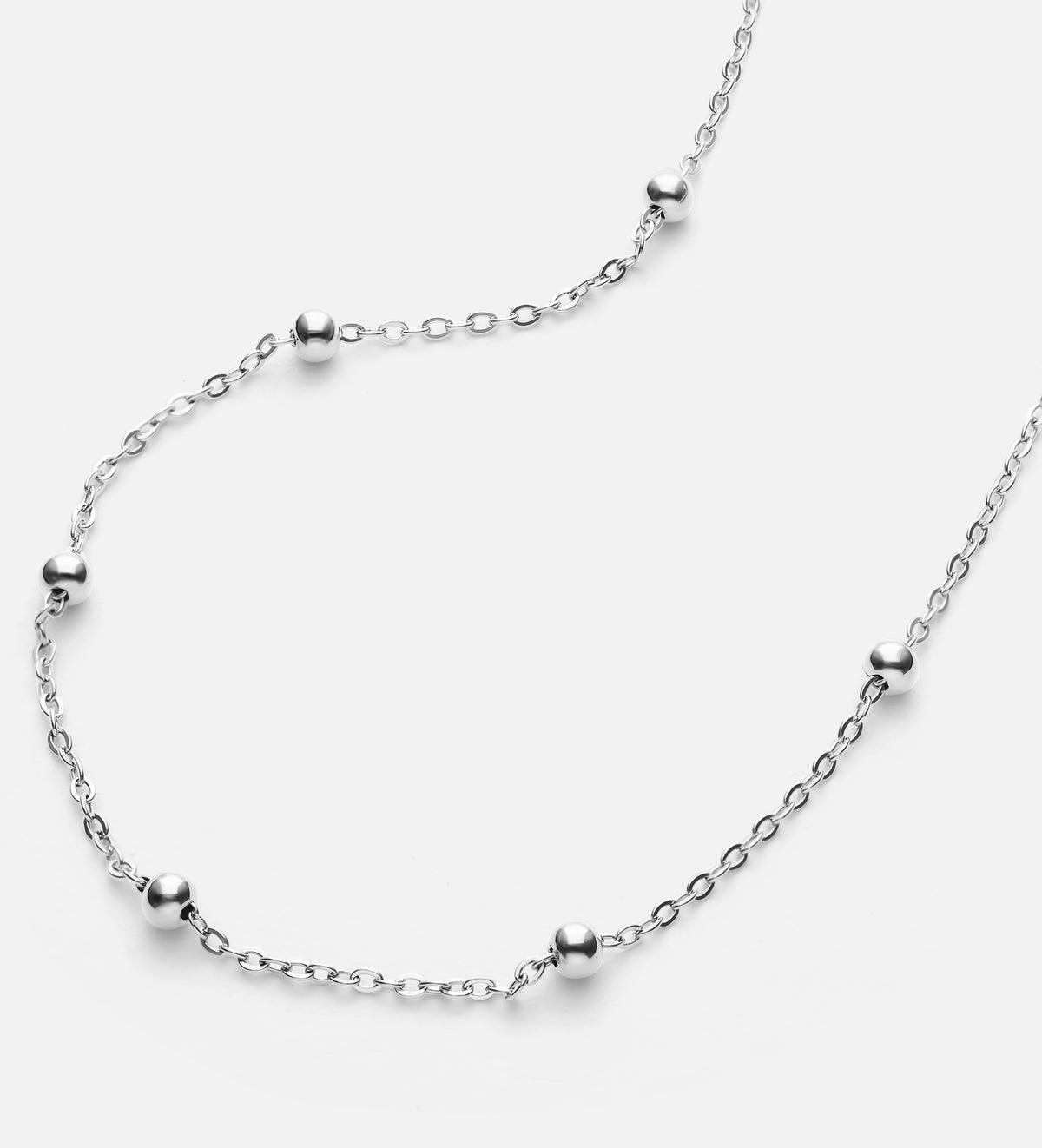 Dotted Chain Necklace in Rhodium Plating on 925 Silver - Ash & Harry