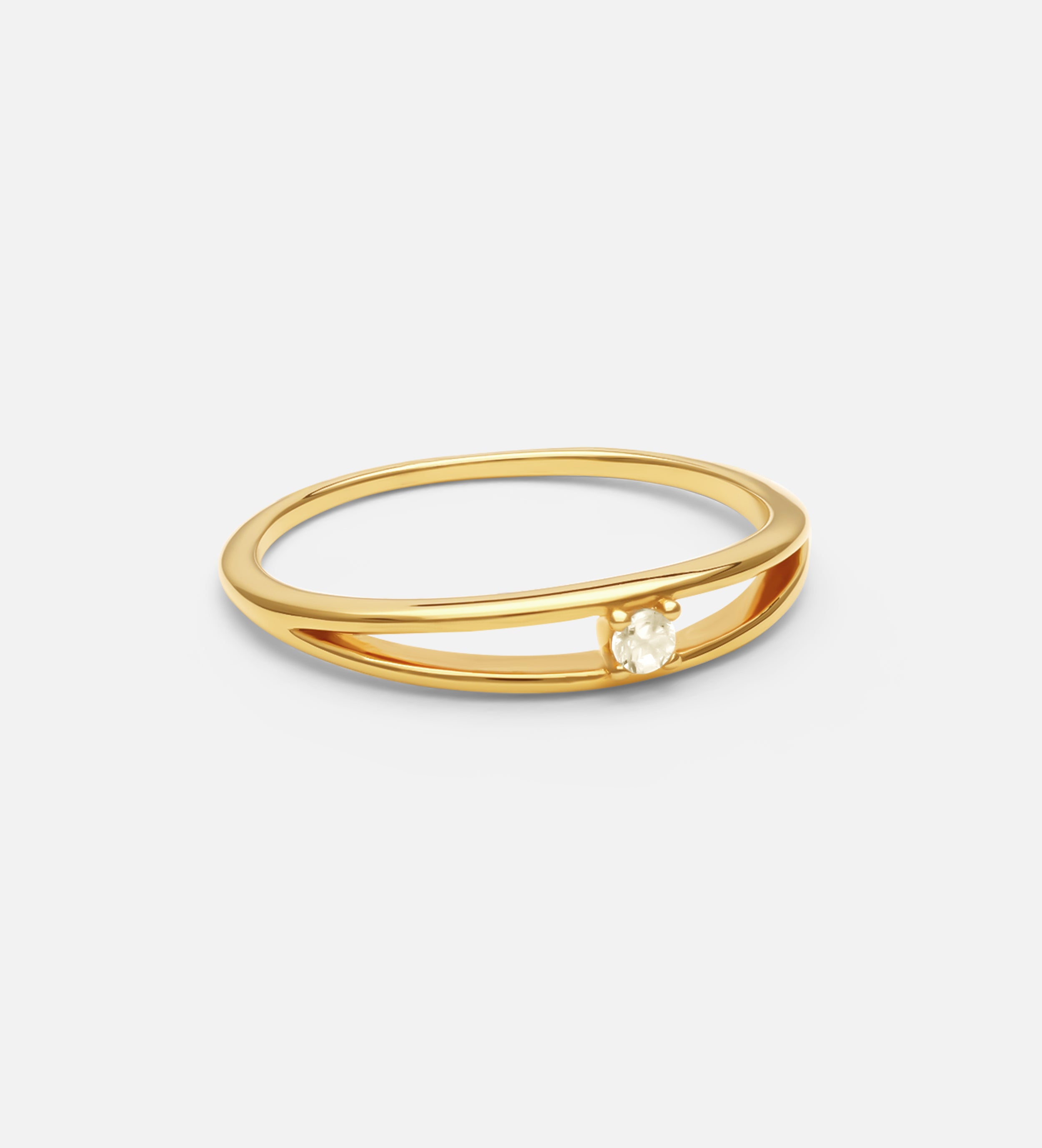 Double Band Solitaire Ring in Gold