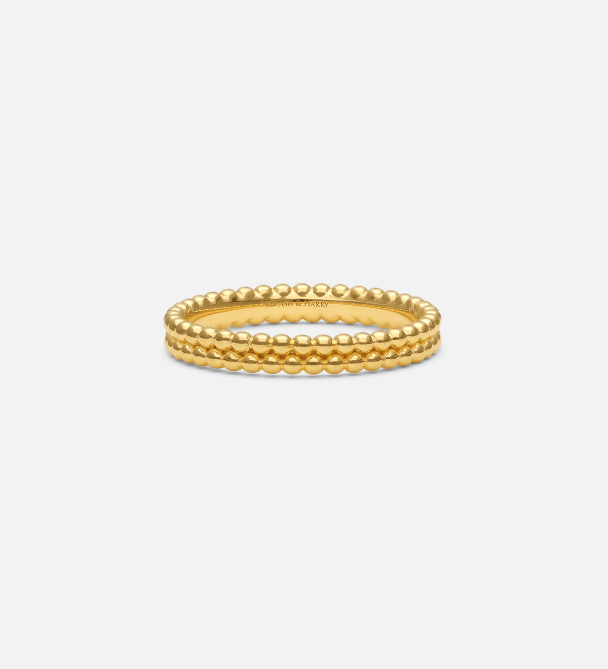 Double Beaded Stacker Ring in 18k Gold Plating on 925 Silver - Ash & Harry